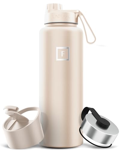 Image of IRON FLASK Camping & Hiking Hydration Flask with Spout, Wide Mouth Insulated Stainless Steel Sports Water Bottle - 40 oz Sand