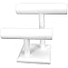 2 Tier White Leather T-Bar Bracelet Watch Jewelry Display Stand
