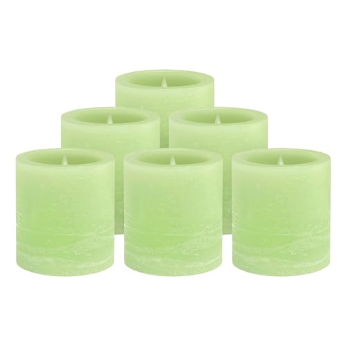 FURORA LIGHTING Green Marble Real Wax Votive LED Candles, 6-Pack