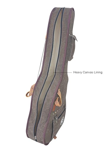 Image of The House of tara Cotton Canvas Fabric Acoustic Guitar Bag Cover for Men and Women | Modern Guitar Case | 100% Cotton Inner Lining | Adjustable Straps | Padded Protection | Zip Pocket (Acorn Brown)