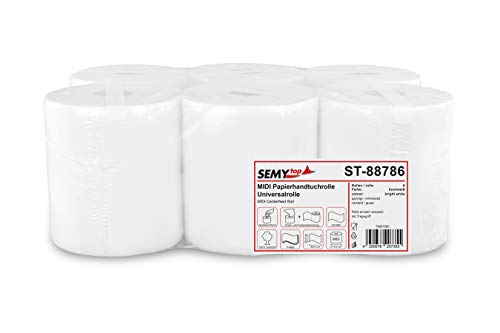 Semy Top ST-88786 Allzweck-Rolle, 3-lagig, 20 cm, Hochweiß (6-er Pack)