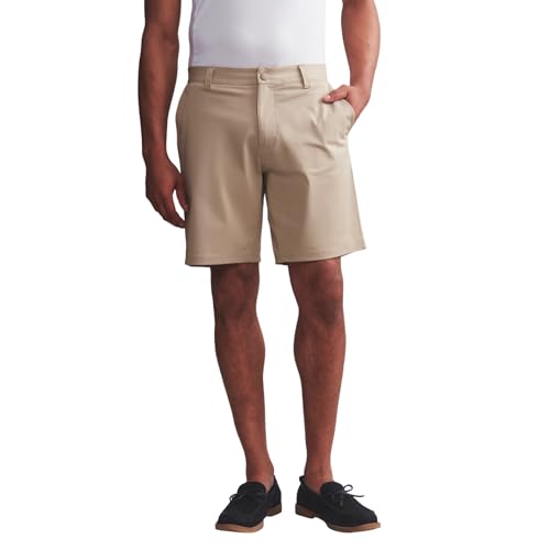 Rhone Commuter 9" Mens Shorts, Stretch Fabric Golf Shorts for Men, Breathable Flat-Front Mens Shorts, Wrinkle Resistant 34 Khaki