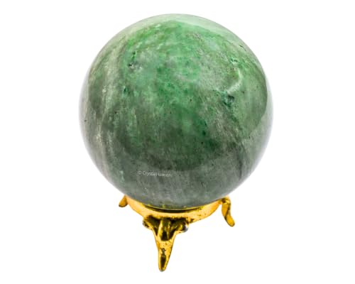 Image of Certified Green Aventurine Crystal Ball for Meditation - Premium Crystal Vastu Items for Home and Feng Shui Items for Good Luck - Ideal for Pooja Supplies and Spiritual Practices (2.5 inch Inch)