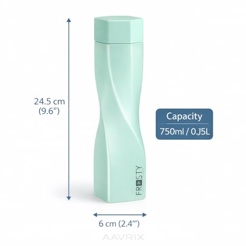 Image of Premium Slim Square Water Bottle BPA Free Plastic Frosty Finish Leak Proof Fridge Fit Freezer Safe Drinking Bottle for School Office Gym Travel Use (Twisted bottle)(PACK OF-1, 6 PCS)