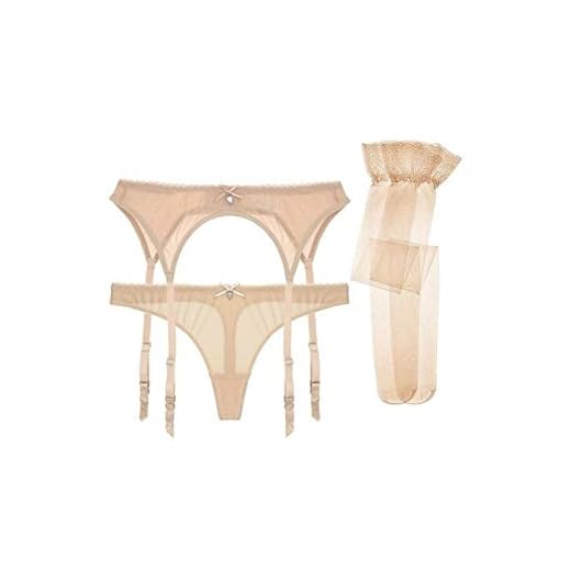 Henanyimeixiang Correa De Encaje Negro Atractivo de Las Mujeres/Blanco Boda Liguero Ligueros y de la Correa y Las Medias 3pcs / Lote (Color : Beige, Size : XL)