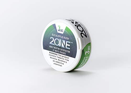 2One Premium Lab Produced Tobacco-Free Nicotine All-White Pouches, Eucalyptus Rush, 3mg (21 Pouches) 1 can