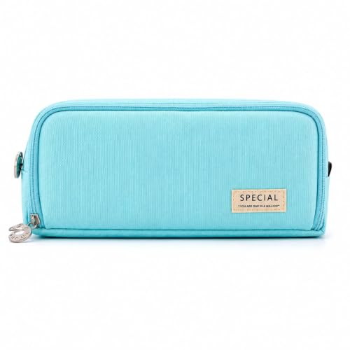 Image of WORSHIPER Big Capacity Pencil Pen Case Bag with Zipper Office College School Storage Large Capacity Bag Pouch Holder Box Organizer Colorful (Special - Aqua)