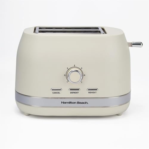 Hamilton Beach Ella 2-Slice Toaster, Wide Slots, 7 Variable Browning Levels, Defrost, Cancel & Reheat Settings, Removable Crumb Tray, Integrated Cord Storage, 800W - HBT1322MC, Matte Latte