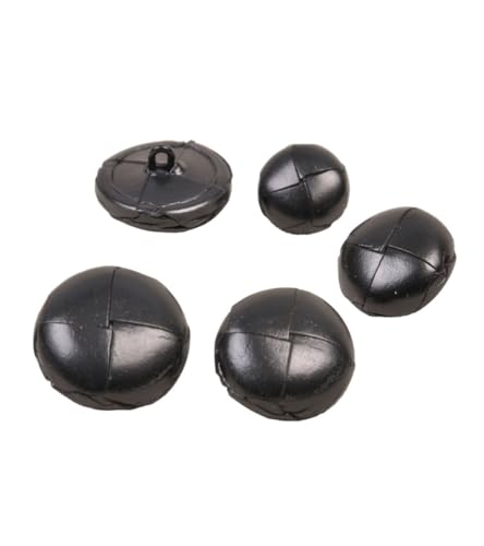 MYMERCERIE Bouton Cuir véritable Noir - Taille 20mm