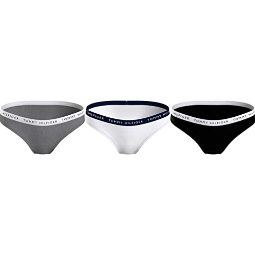 Tommy Hilfiger Pack de 3 Braguitas para Mujer Ropa Interior, Multicolor (Medium Grey Heather/White/Black), M