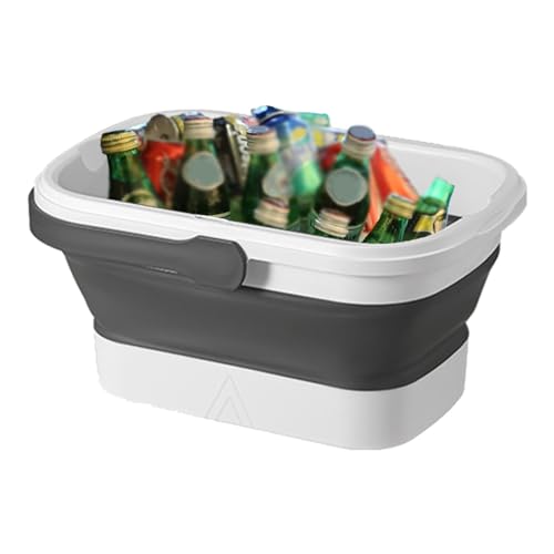 Cestas de picnic plegables con asas, cesta de camping plegable, Contenedor de camping con tapa, Cesta de compras multifuncional, Sinka Portable al aire libre, fregadero plegable para el ranurar