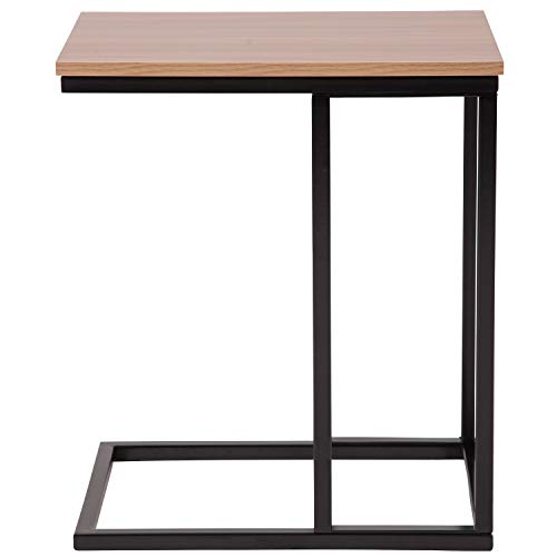 Flash Furniture Aurora Rustic Wood Grain Finish Side Table With Black Metal Cantilever Base #TOP2
