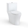 FinerFurnis ADA Elongated One-Piece Commercial Toilet, V-Shaped Soft Close Seat, Quiet Operation, cUPC Certified, 17" Comfort Height, Dual Top Flush 0.8/1.28 GPF, Easy Install, White