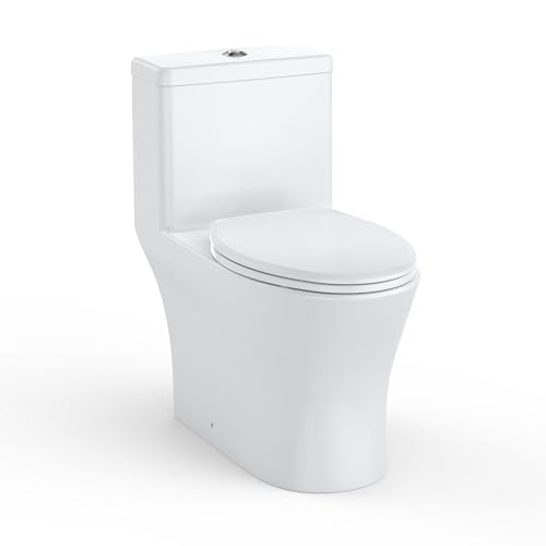 Image of One Piece Toilet with ADA Height, Ceramic Design, Soft Closing PP Toilet Cover, Easy Clean Surface, Water Efficient Flush, Compact Durable Build