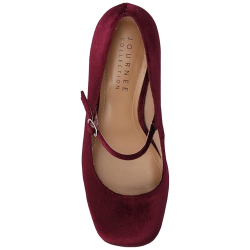 Journee Collection Women's Okenna Mary Jane Pumps, Wine, 7.5 Wide3