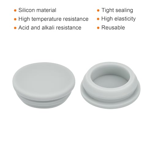 Image of MECCANIXITY 10pcs Silicone Snap in Locking Hole Plugs,24mm /0.9 Inch Mounting Diameter Narrow Groove Width 2.5mm Panel Seal Cover Round for Kitchen Bulkheads Waterproof Sealing Plugs Grey