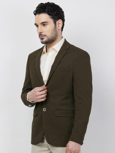 Image of Park Avenue Men's Super Slim Fit Pure Terylene Structure Pattern Notch Lapel Full Sleeve Formal Jacket