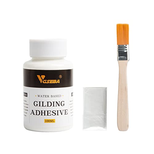 Gold Leaf Adhesive Gilding Adhesive Gold Leaf Glue for Craft Arts Wood Use (100ml + Brush + Gloves)