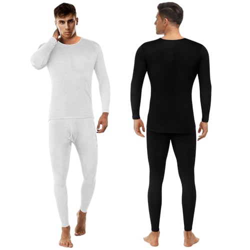 Patelai 5 Sets Men's Thermal Underwear Fleece Base Layer Set Winter Base Layer Cold Weather Top Bottom2