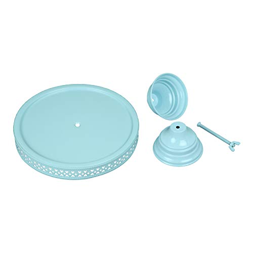 Image of Non Revolving Cake Stand Pedestal 13 inch Diameter (Top), Strong Metal (Sky Blue)
