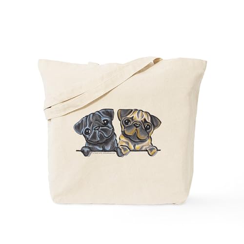 CafePress Pug Pals Tote Bag Natural Canvas Tote Bag, Reusable Shopping Bag