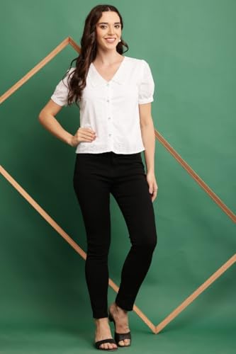 Image of Shirt for Women Printed Casual V-Neck Button Down Short Sleeve Blouse Crop Top, Stylish Collared, Formal, Trendy