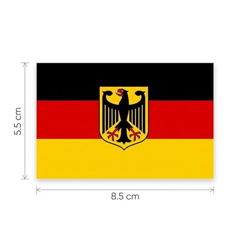 Deutschland Aufkleber Flagge mit Bundesadler - 100 Stück Deutschland Sticker 8,5cm Deutschlandfahnen mit Adler | Aufkleber für Auto, Stadion, Heimat