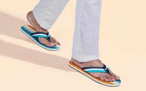 Image of Neeman's Modern Striped Fusion Flip Flops for Men | Orthopedic & Cushioned Slippers | Soft, Lightweight, Flexible Indoor Outdoor Chappal