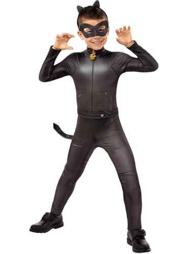 Funidelia | Disfraz de Cat Noir - Miraculous Ladybug para niño Dibujos Animados & Ladybug - Disfraz para niños y divertidos accesorios para Fiestas, Carnaval y Halloween - Talla 5-6 años