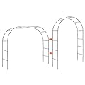 Mr.Ton Garden Arch Trellis for Climbing Plants Outdoor, Metal 7.8ft Halloween Arch Archway, Raised Garden Bed Arches, Wedding Arch, Green