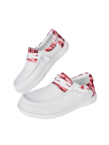 Women’s Slip-On Loafers, Geometric Pattern Casual Shoes, Lightweight Non-Slip Boat Deck Shoes with Comfortable Fit