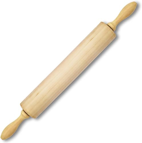 Unalix Classic Rolling Pin 16.5 Inches | Dough Roller for Baking Pizza, Pies, Pastry and Cookies, Ergonomic Handles, Kitchen Essential
