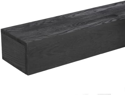 48'' / 60'' Solid Wood Fireplace Mantel Western Red Cedar Wall-Mounted & Floating Shelf for Home Decor (48 INCH Black)