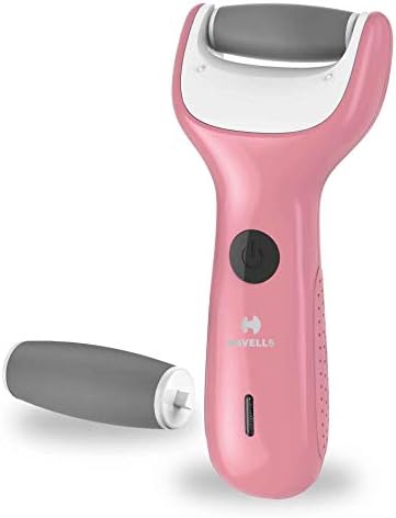 Havells CR4001 Rechargeable Callus Remover; Professional Pedi feet care for cracked heels; Cord & Cordless Use; For all skin types (Pink)