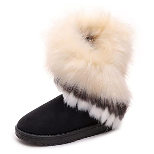 Dear Time Women's Warm Winter Snow Boots Wide Mid Calf Fashion Casual Ankle Booties Outdoor Anti-Slip Platform Boots Shoes for Girls