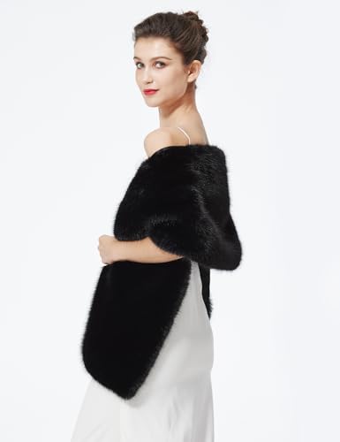 Women Faux fur Shawl Wrap for Wedding Shrug Bridal Stole Bridesmaids Cape Winter Cover Up2