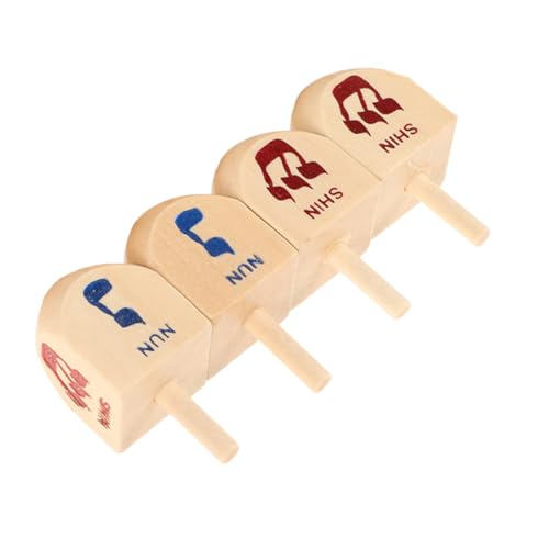 Luxshiny 4piezas Peonzas De Madera Dreidel De Janucá Judío Con Colgante Decoración Para Fiesta
