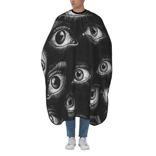 Capa de peluquería antiestático y repelente al agua con diseño de ojos negros