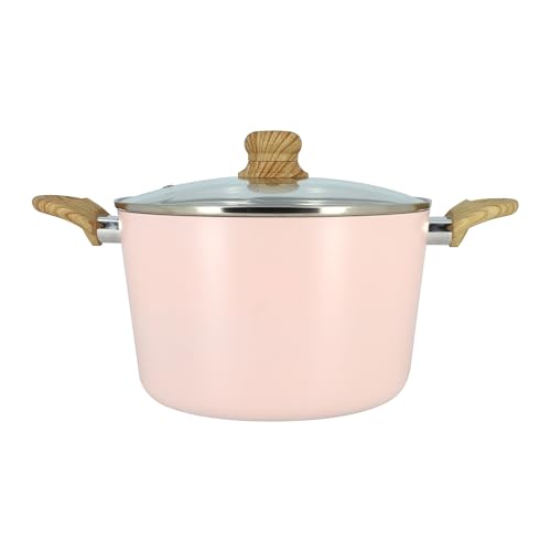 MENASTYL - Faitout 24cm avec revêtement antiadhésif céramique (Sans PFAS/Sans PTFE) tous feux dont induction - En Aluminium - Gamme Colorama - Rose - 6020927