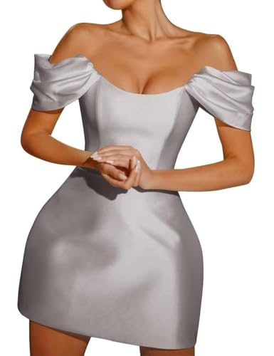 Satin Homecoming Dresses for Teens A Line Off Shoulder Short Prom Dress Strapless Mini Wedding Reception Bridal Gowns