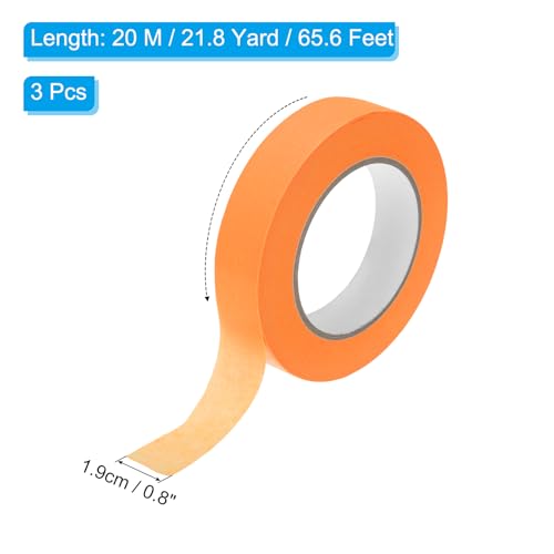 Image of PATIKIL Masking Tape 0.8 Inch x 22 Yard, 3 Roll General Purpose Adhesive Painting Tape Painters Tape for Arts Crafts Label, Orange