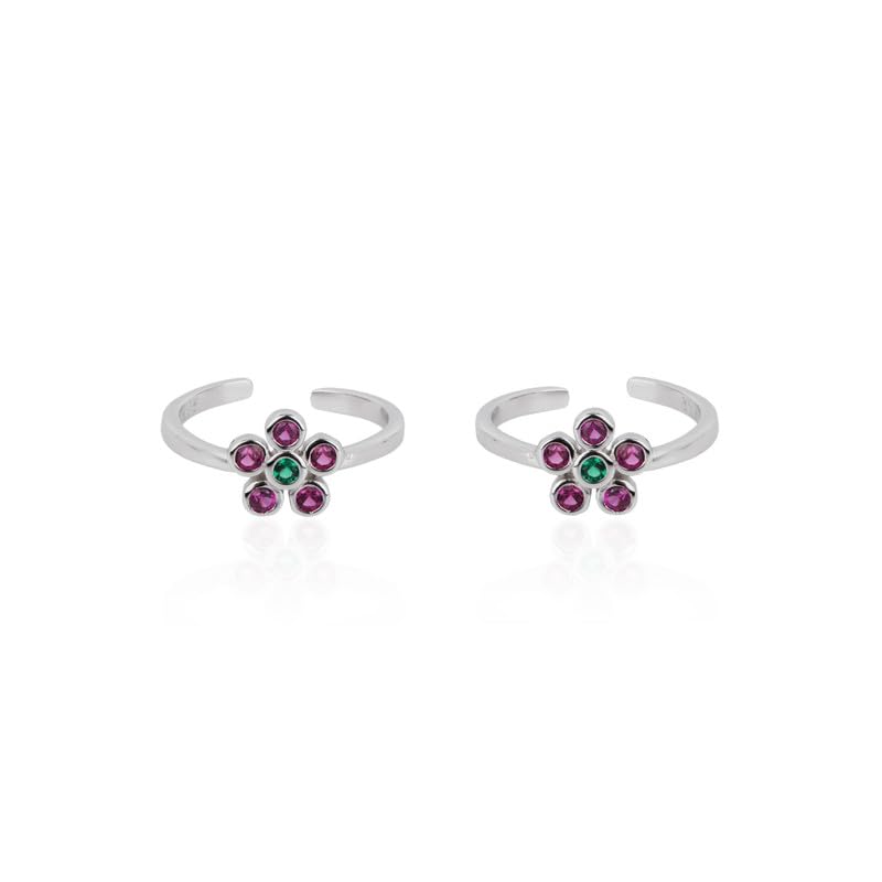 925 Silver Enamel Flower Toe Ring - Colorful & Playful | Gift for Every Occassion | With Certificate of Authenticity and 925 Stamp | 6 Month Warranty-image-29