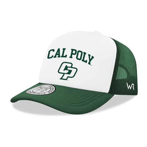 BH Fashion Company Cal State University Poly Mustangs CSUP Trucker Mesh Snapback Seal Hat White/Forest Green