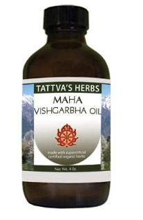 Maha Vishgarbha Oil - Organic Non GMO Traditional Ayurvedic Formula - 50 Plus Herbs - Nourishes, Strengthens, Tones Muscles And Joints 8 oz. From Tattva's Herbs