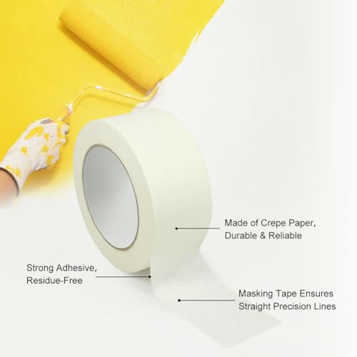 Image of Masking Tape 1.38 inch 55 Yards 4 Pack Versatile Adhesive Painting Tape for General Purpose Use, Easy-Remove, Ideal for Labeling Painting,DIY,Art,Home,Office,School Total 220 Yards