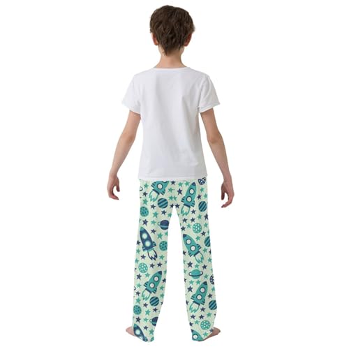 ZZXXB Rocket Galaxy Star Boys Long Pants Soft Trousers Elastic Waist Kids Lounge Bottoms with Pockets S-XL3