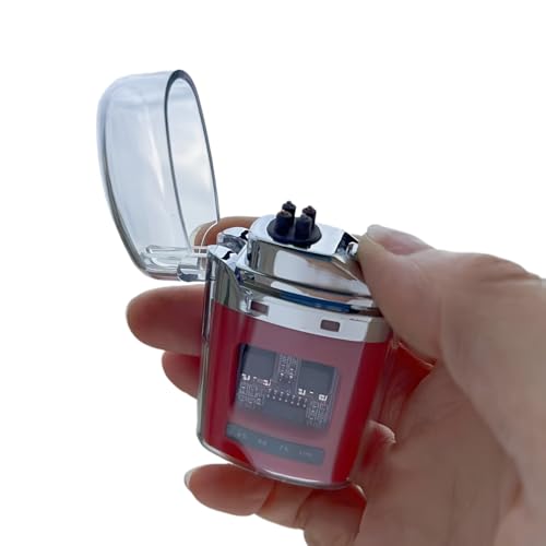 Encendedor electrónico con carcasa transparente, elegante y cómodo, diseño elegante, equipo de camping y esencial para viajes (rojo)
