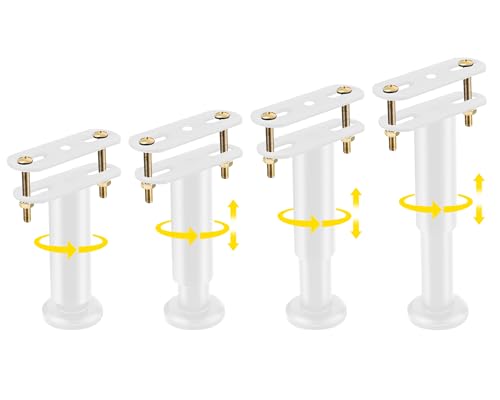 Olldag 4 Pcs Adjustable Height Bed Support Legs [with Screws] 5.9-10.5 Inch, Metal Heavy Duty Bed Replacement Legs Bed Slats Support Legs for Bed Frame/Bed Center Slat/Furniture (White)