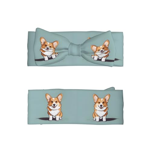 Cute Corgi Prints Baby Bow Headband Super Stretchy Soft Bows Hair Accessories for Newborn Infants Toddlers Kids Girls2