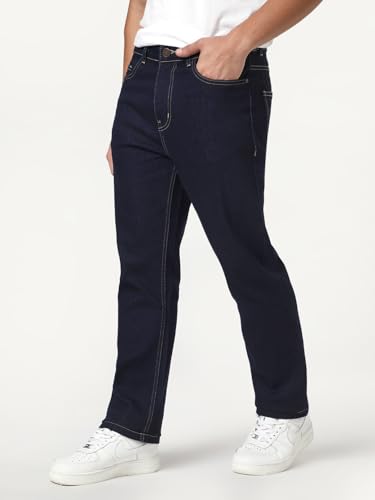 Image of Urbano Fashion Men's Straight Fit Heavy Washed Denim Jeans Stretchable